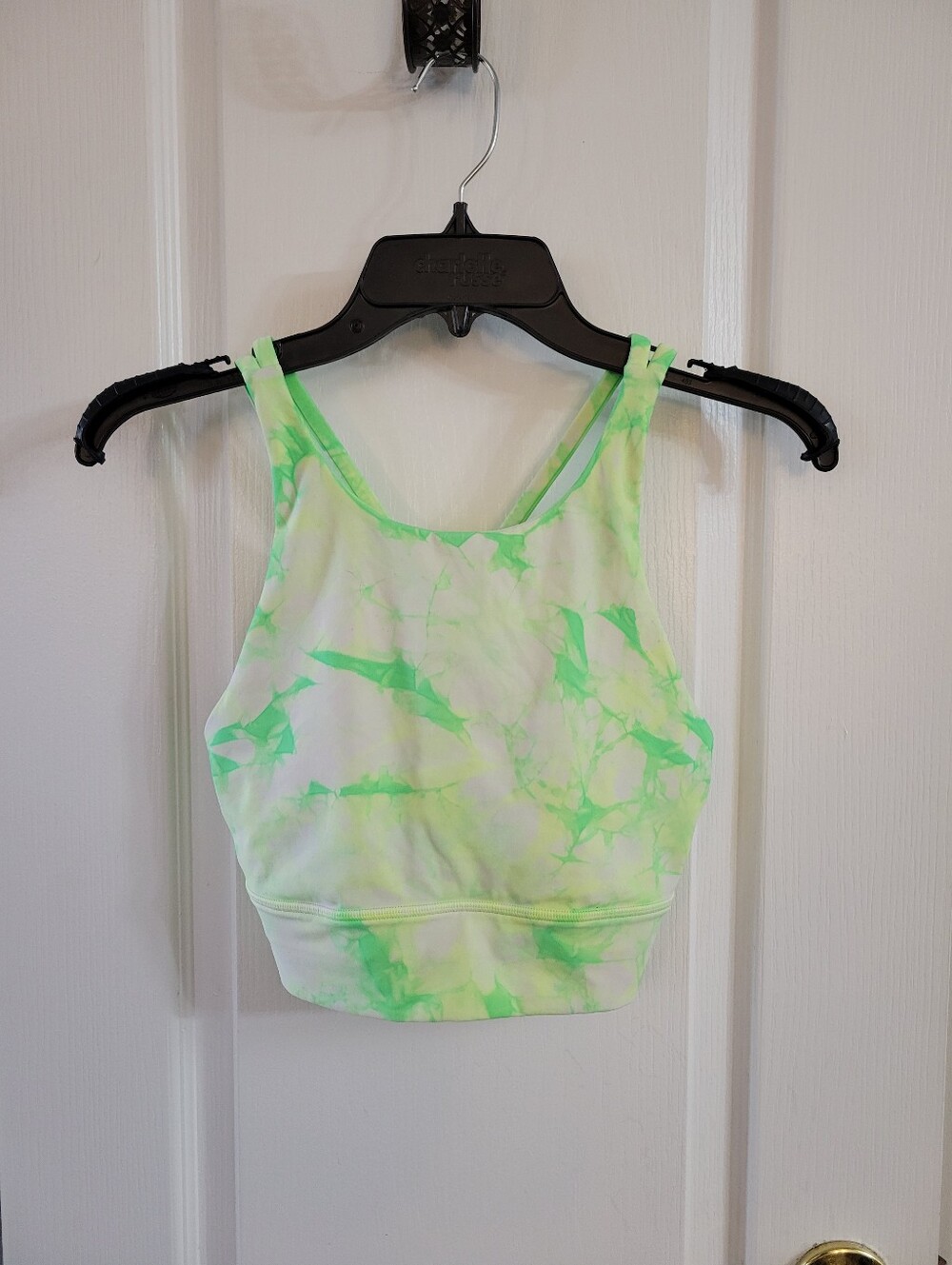 Lululemon Long Line Energy Bra High Neck Medium Support Strappy Back Green 8